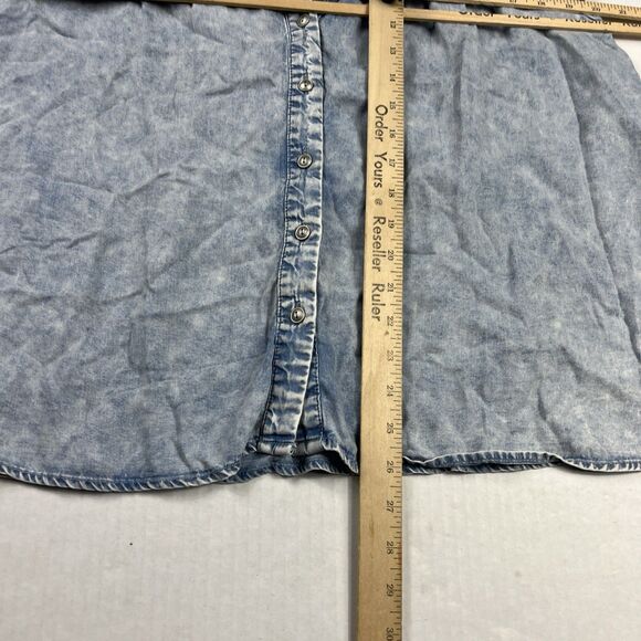 Jane and Delancey Chambray Ruffle Sleeve Button Top Shirt Women’s Size Large - Picture 6 of 10